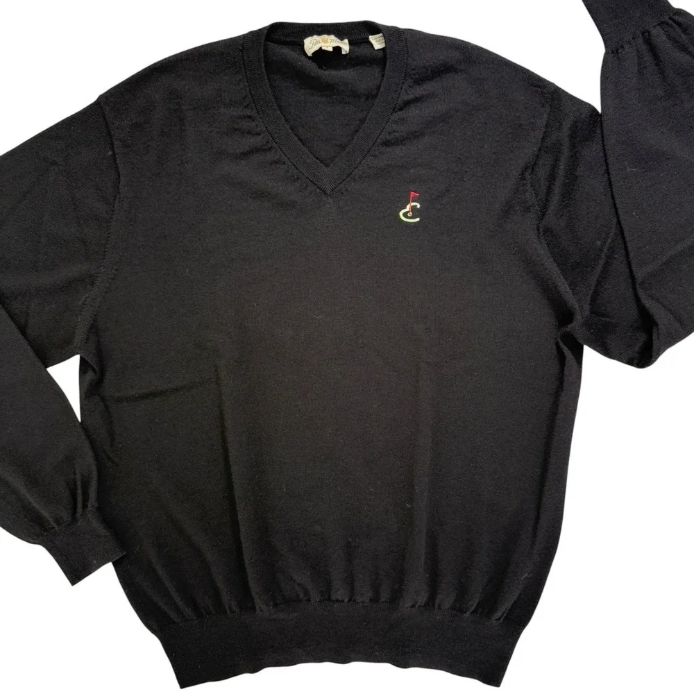 Peter Millar Mens Golf Sweater  XL V-Neck 100% Italian Merino‎ Wool Quiet Luxury